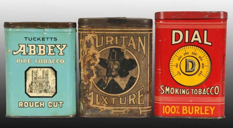 Appraisal: Lot of Vertical Tobacco Tins Description Includes one Dial tin