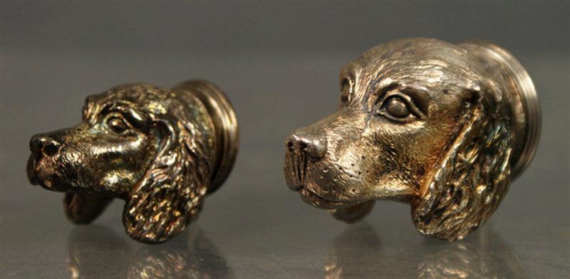 Appraisal: sterling silver figural dog head boxes with hinged lids London