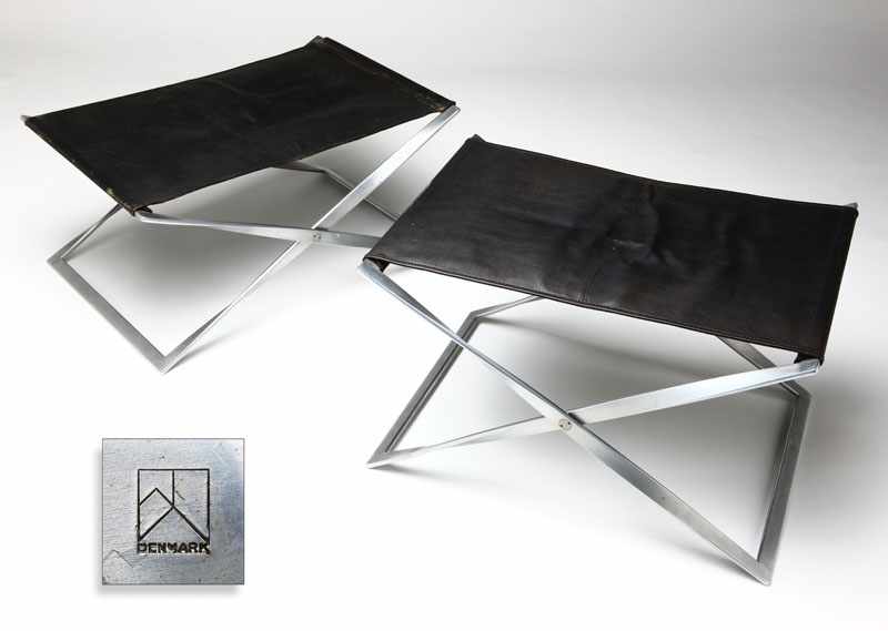 Appraisal: Two Poul Kjaerholm 'PK ' Danish modern chromed steel and