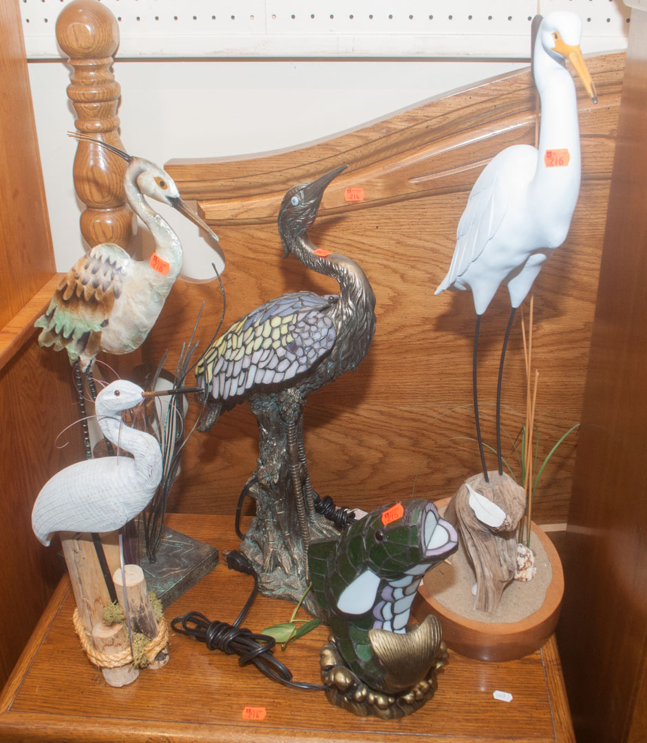 Appraisal: Five decorative bird and fish figures Undernumber