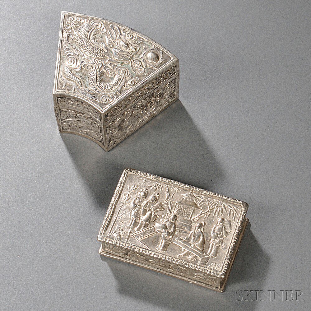 Appraisal: Two Chinese Export Silver Boxes late th early th century