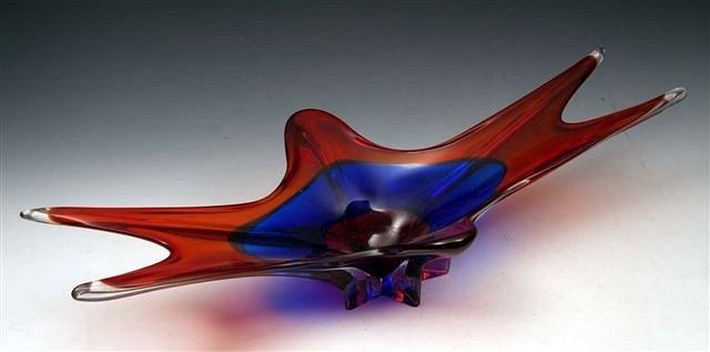 Appraisal: A TH CENTURY MULTI COLOURED GLASS DISH of elongated star