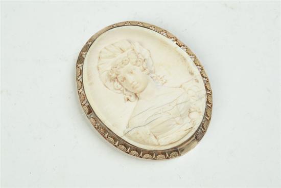 Appraisal: IVORY CAMEO Nineteenth century unmarked Ivory cameo of woman with