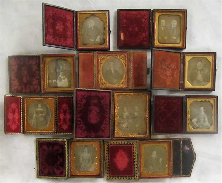 Appraisal: TEN DAGUERREOTYPE CASED PHOTOGRAPHS of traditional portraits of men women