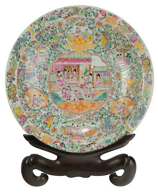 Appraisal: Monumental Famille Rose Porcelain Charger Chinese th century interior with