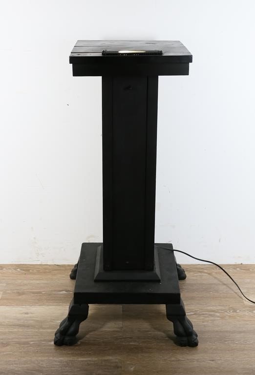 Appraisal: Victorian style illuminating sculpture pedestal th Century Ebonized wooden pedestal