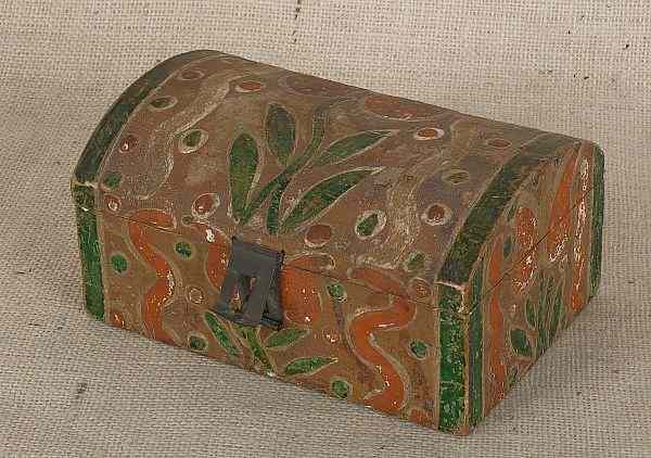 Appraisal: Painted pine dome lid trinket box early th c with