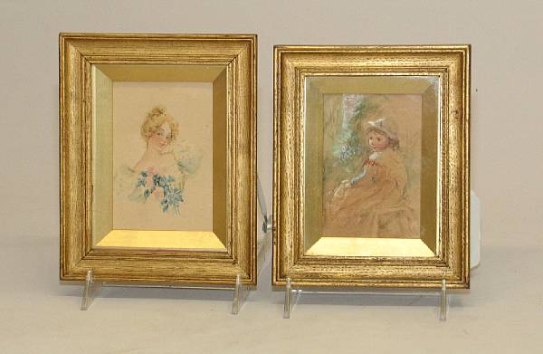 Appraisal: Two miniature watercolors Early th century The first a blonde