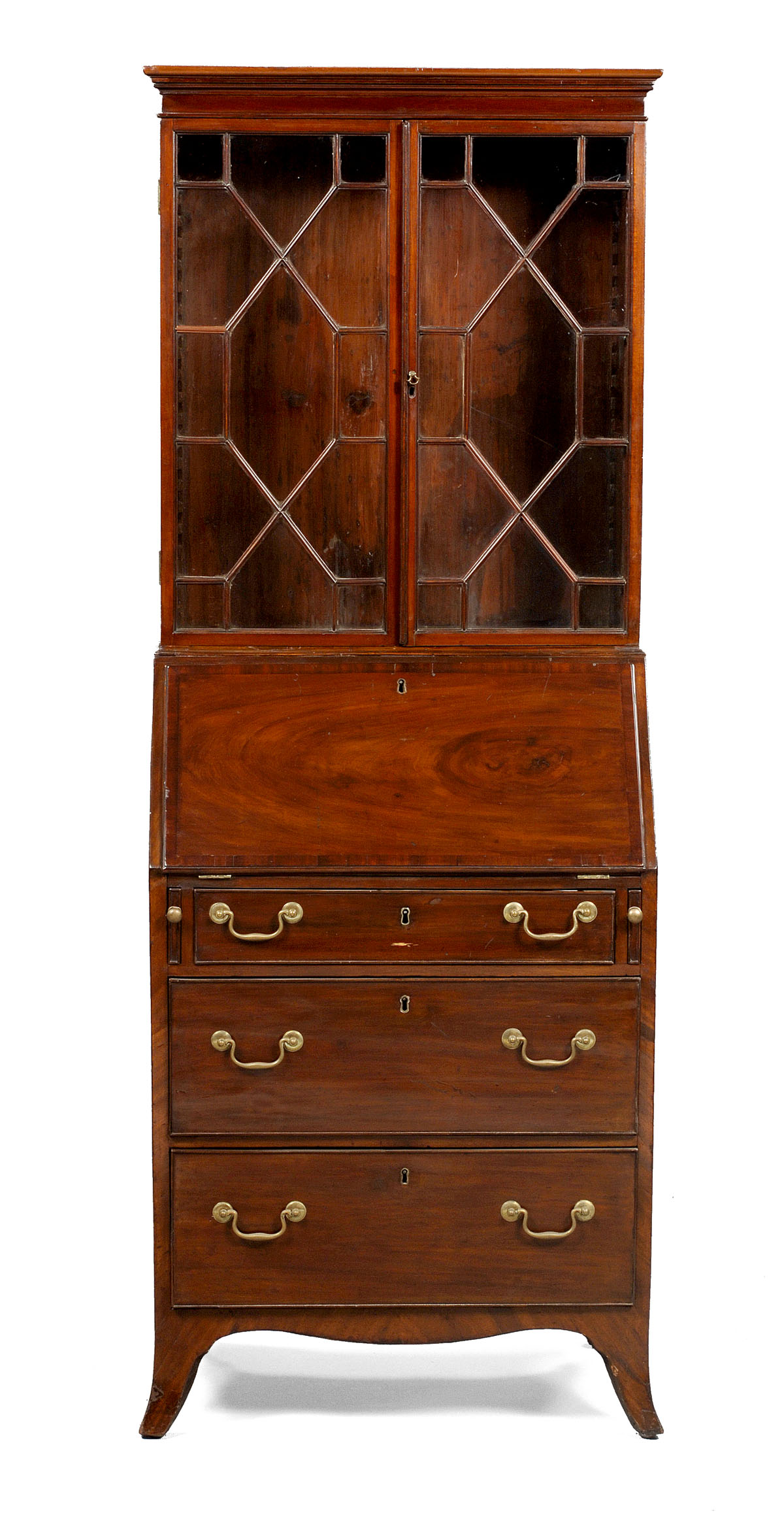 Appraisal: ENGLISH HEPPLEWHITE MAHOGANY SECRETARY OF DIMINUTIVE SIZE The upper case