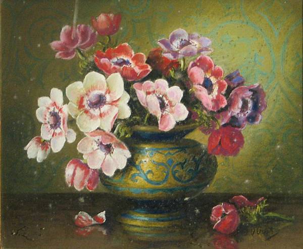 Appraisal: French School early th Century A still life of anemones