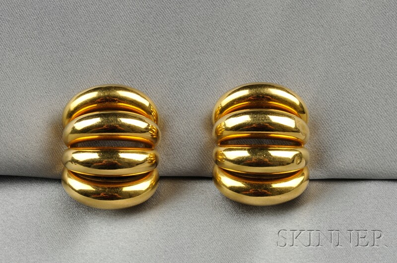 Appraisal: kt Gold Earclips Masella Italy each designed as polished arches