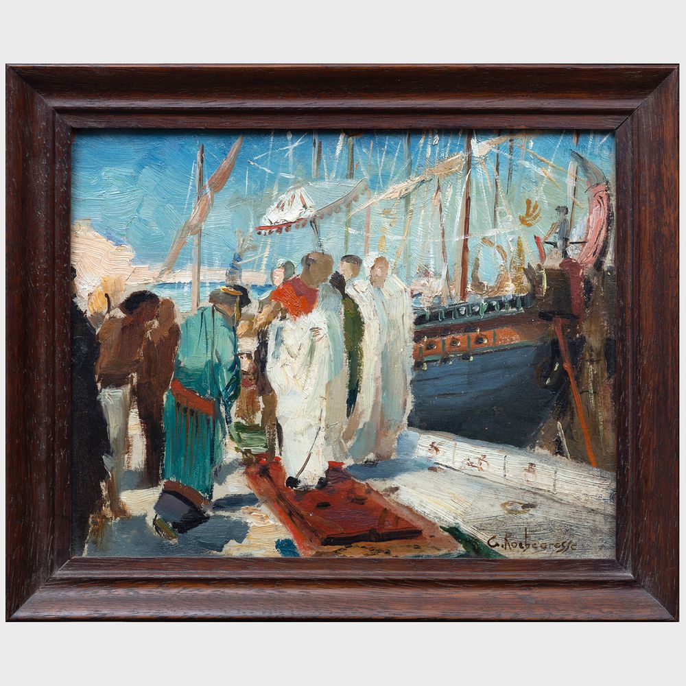 Appraisal: Georges Antoine Rochegrosse - Disembarkation of an Emperor Oil on