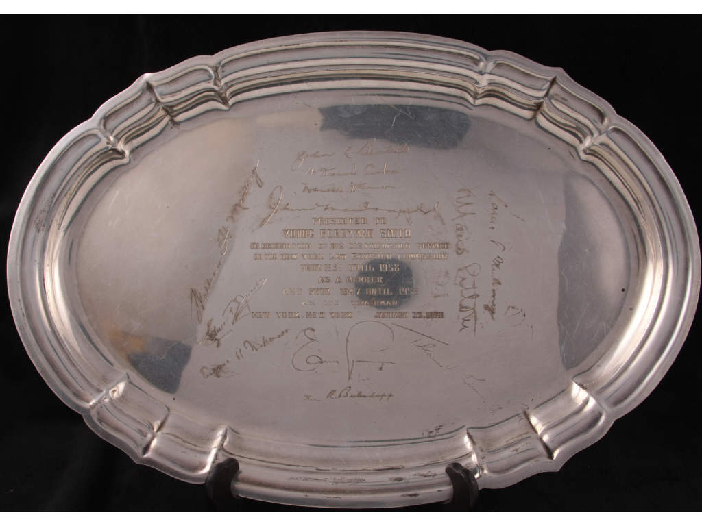 Appraisal: Reed Barton Sterling Silver Presentation Tray Newport pattern engraved and