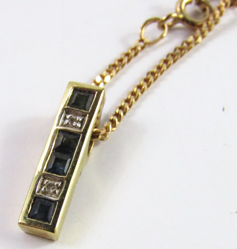 Appraisal: A sapphire and diamond pendant mounted in ct yellow gold