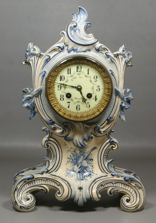 Appraisal: Louis XV rococo style china case clock with blue floral