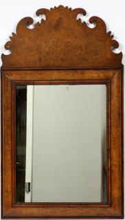 Appraisal: ENGLISH BURL WOOD MIRROR ENGLISH BURL WOOD MIRROR H W