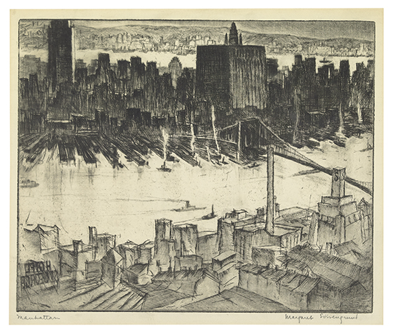 Appraisal: MARGARET LOWENGRUND Manhattan Etching and drypoint x mm x inches