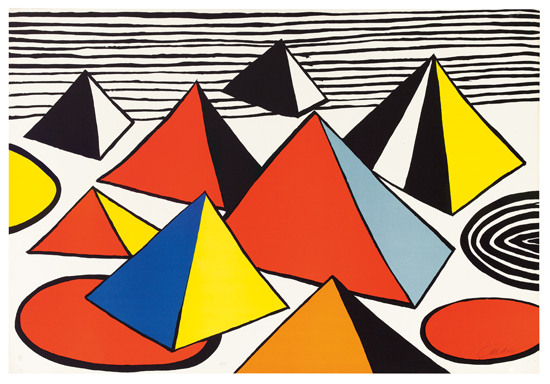 Appraisal: ALEXANDER CALDER Pyramids Color lithograph circa x mm x inches