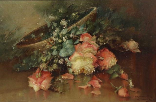 Appraisal: Framed oil on canvas painting Still Life with Roses signed