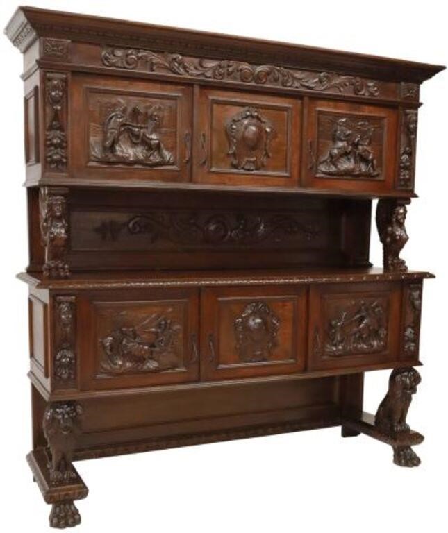 Appraisal: Italian Renaissance Revival style carved walnut sideboard early th c