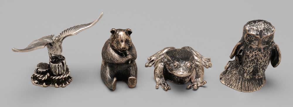 Appraisal: Four Sterling Animals three with marks for S Kirk Son