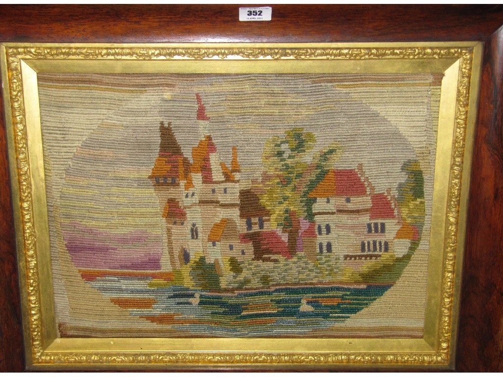 Appraisal: Woolwork picture in rosewood frame