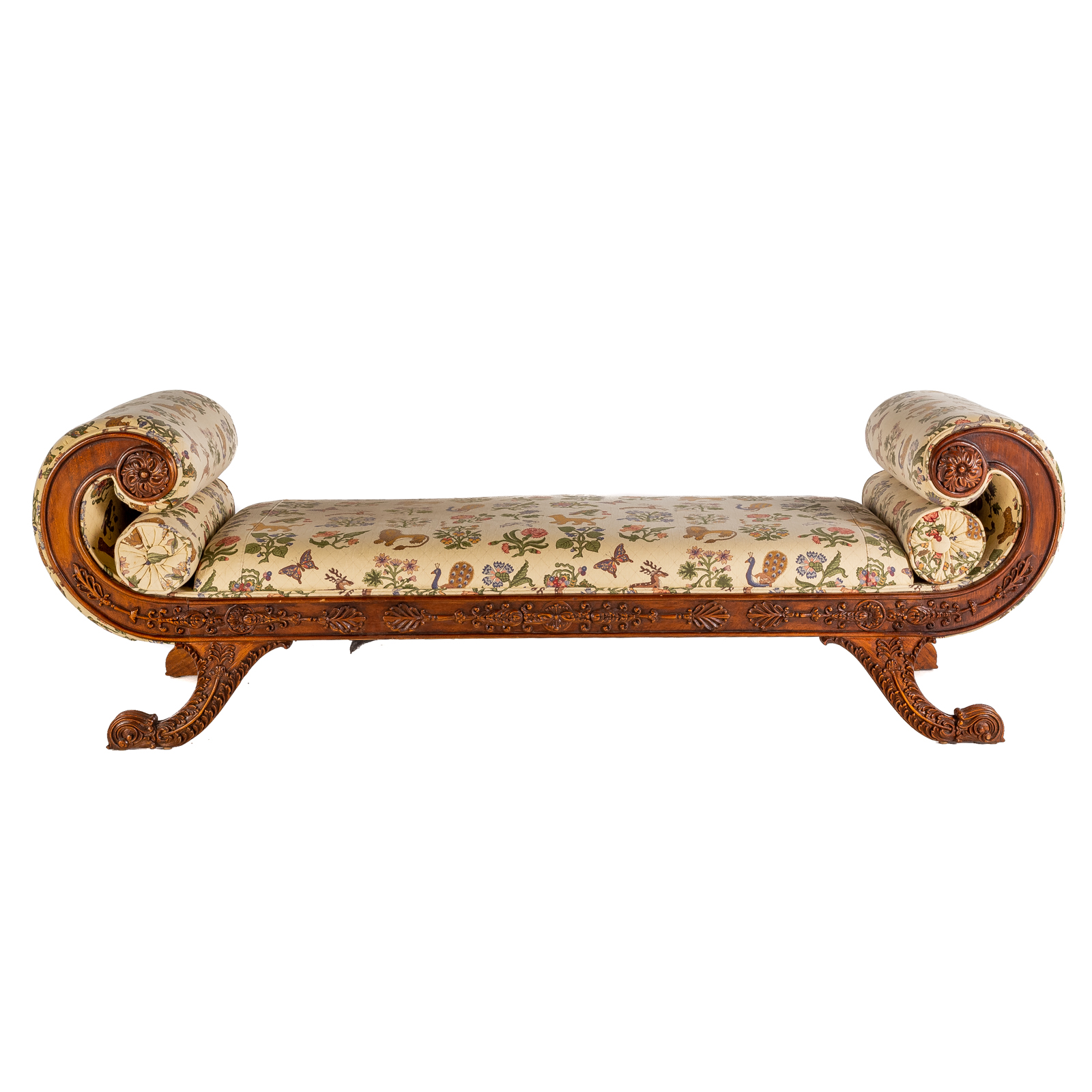 Appraisal: CLASSICAL STYLE CARVED WOOD DAY BED th century with elaborately