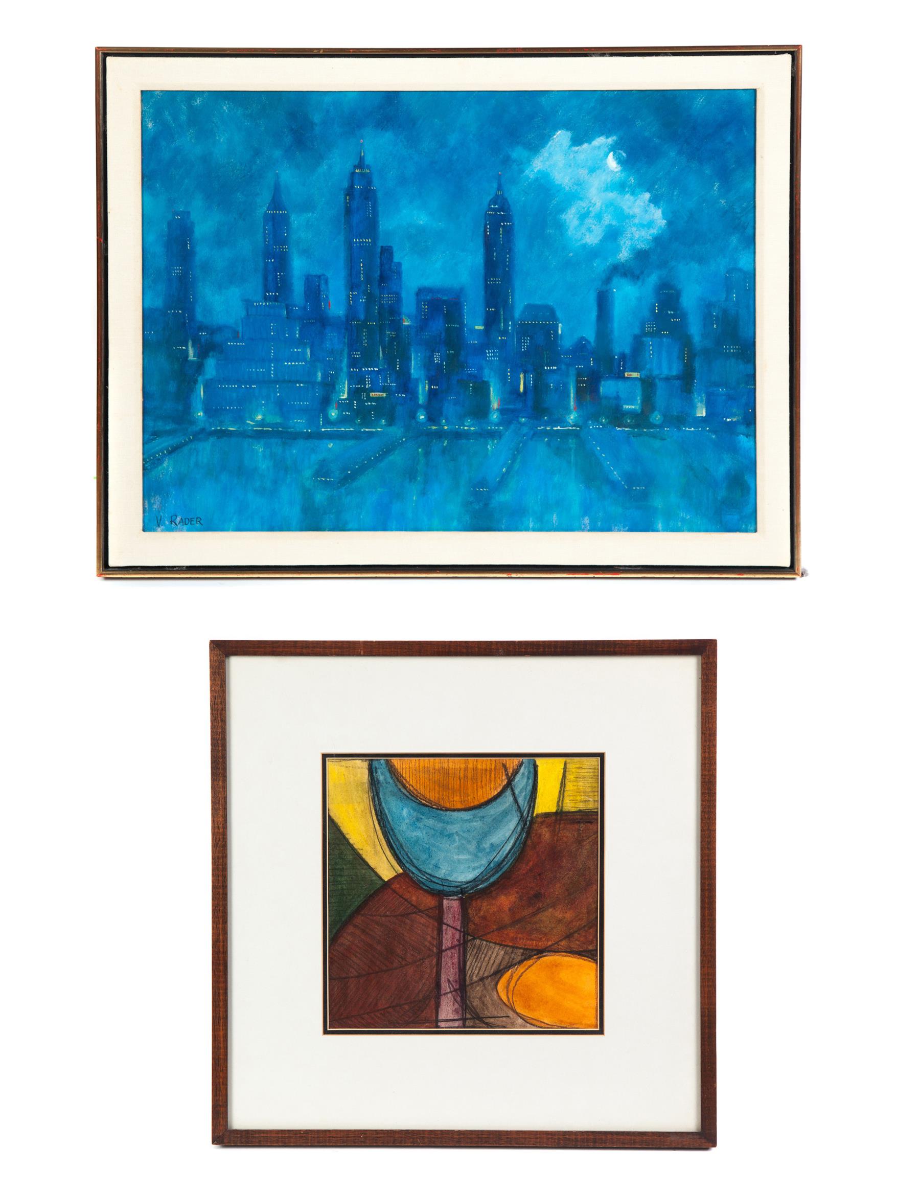 Appraisal: TWO PAINTINGS AMERICAN MID TH CENTURY Abstract Still Life watercolor