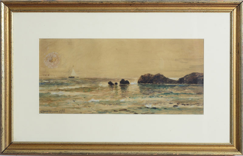 Appraisal: EDMUND DARCH LEWIS - SEASCAPE Watercolor with gouache highlights on