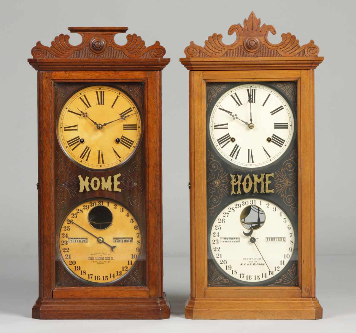 Appraisal: Ithaca Shelf Clock ''Home'' Lot Ithaca Shelf Clock ''Home'' Mahogany