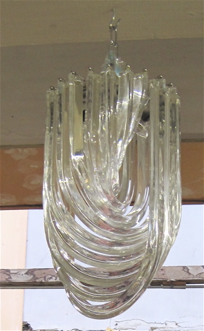 Appraisal: PAIR OF MID-CENTURY MODERN CRYSTAL PENDANT CHANDELIERS each hung with