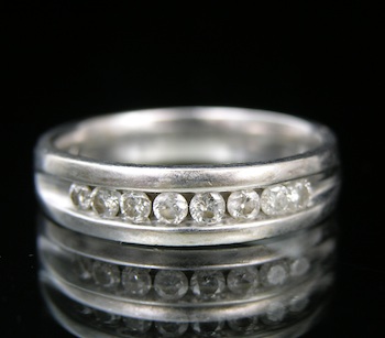 Appraisal: A Gentleman's White Gold and Diamond Ring k white gold