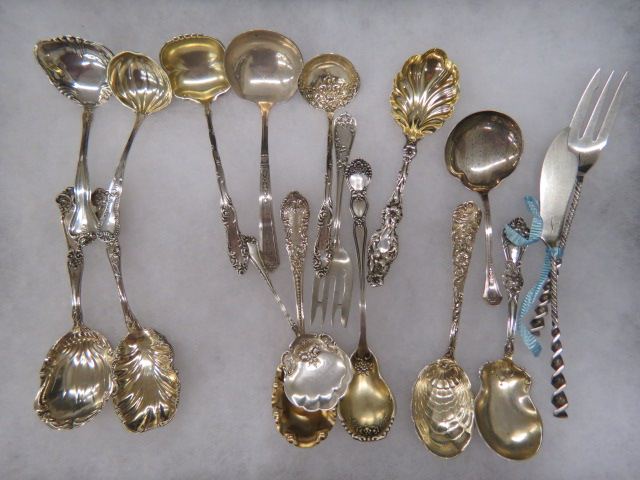 Appraisal: pcs of Sterling Silver servers includes ladles sugar jam spoons