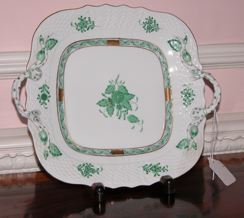 Appraisal: Herend Porcelain Handled Plate Having a basket-weave raised border with