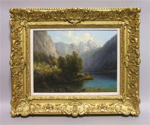 Appraisal: JOSEF SCHOYERER GERMAN - ALPINE LAKE VIEW Oil on canvas