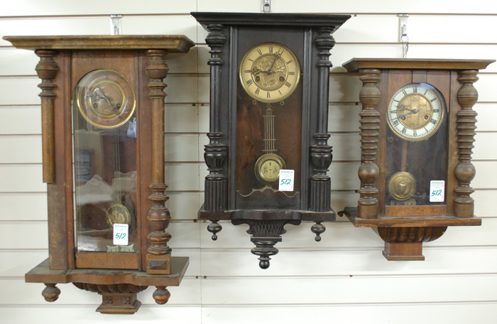 Appraisal: THREE GERMAN WALL CLOCKS all having springwound time strike movements