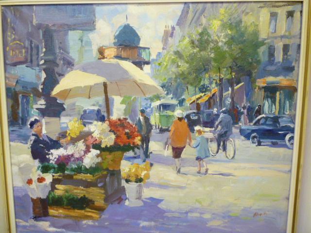 Appraisal: ERNESTO ALIOTTI ITALIAN - Parisian Flower Market a pair oils