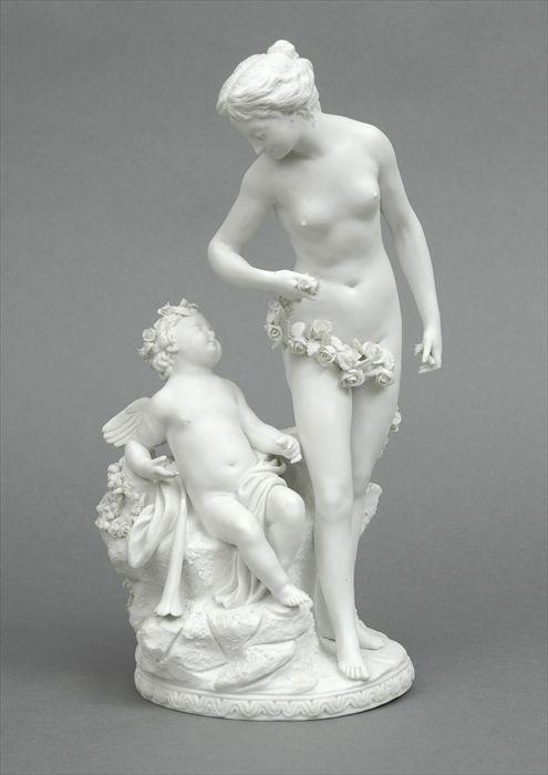 Appraisal: S vres-Style Biscuit Porcelain Figure Group of Venus and Cupid