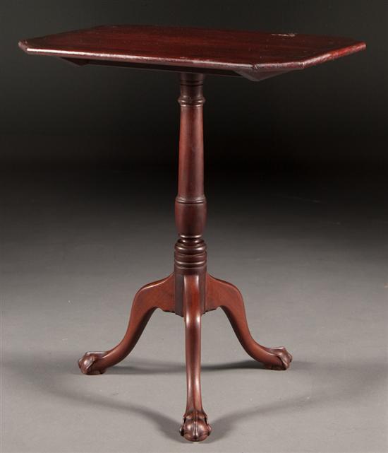 Appraisal: Chippendale style stringer inlaid mahogany tilt-top candle stand in H