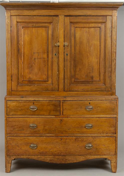 Appraisal: George III-Style Pinewood Linen Press x x in