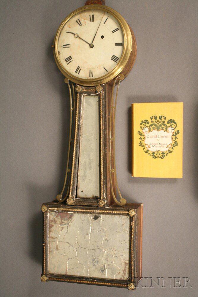 Appraisal: Banjo Clock and Book the mahogany case with rope molded