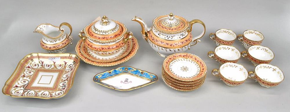 Appraisal: Group English Porcelain Wares comprising a partial tea set armorial