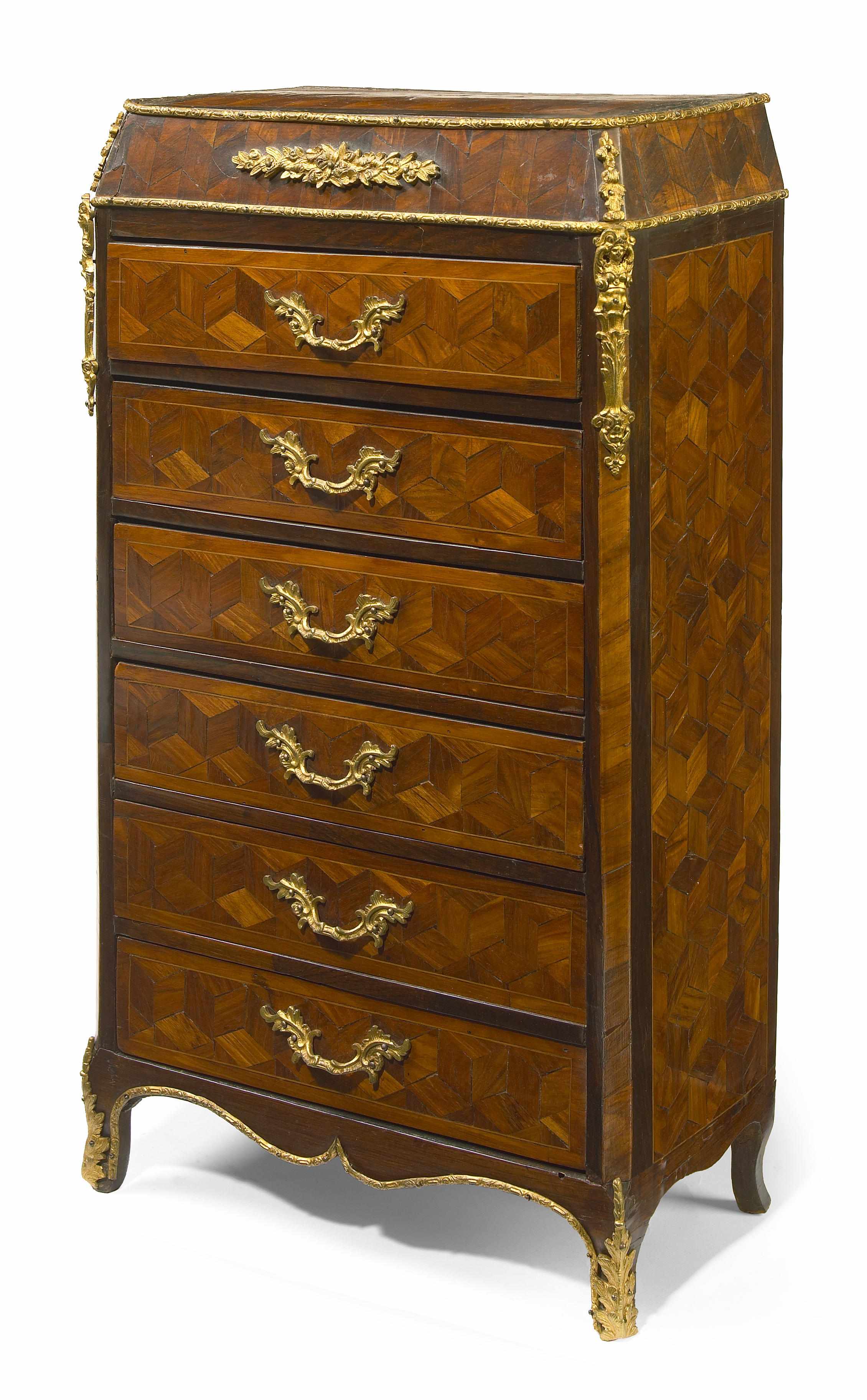 Appraisal: A Louis XV XVI Transitional style gilt bronze mounted parquetry