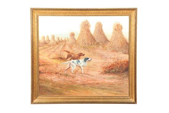 Appraisal: HUNTING DOGS IN A CORNFIELD BY SHERMAN LANDMAN AMERICAN MID