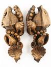 Appraisal: PAIR WOOD CARVINGS - Walnut Furniture Mounts in the form