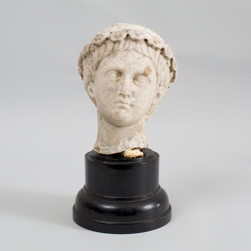 Appraisal: Roman Style Carved Marble Head of a Youth Mounted on