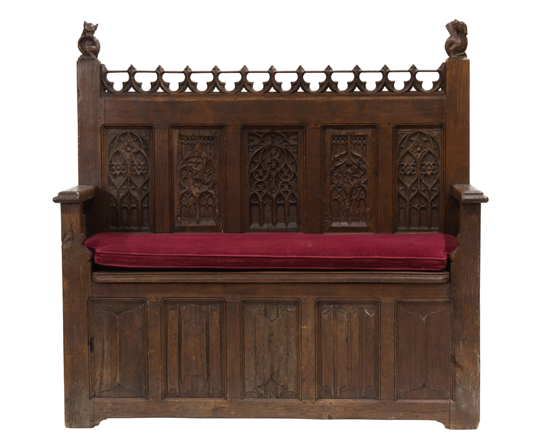 Appraisal: A GOTHIC REVIVAL HALL BENCH A Gothic Revival hall bench