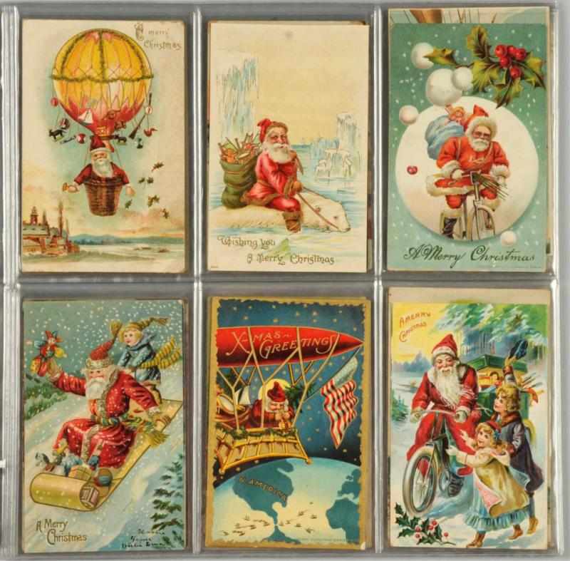 Appraisal: Lot of Santa Postcards Includes ten with transportation and six