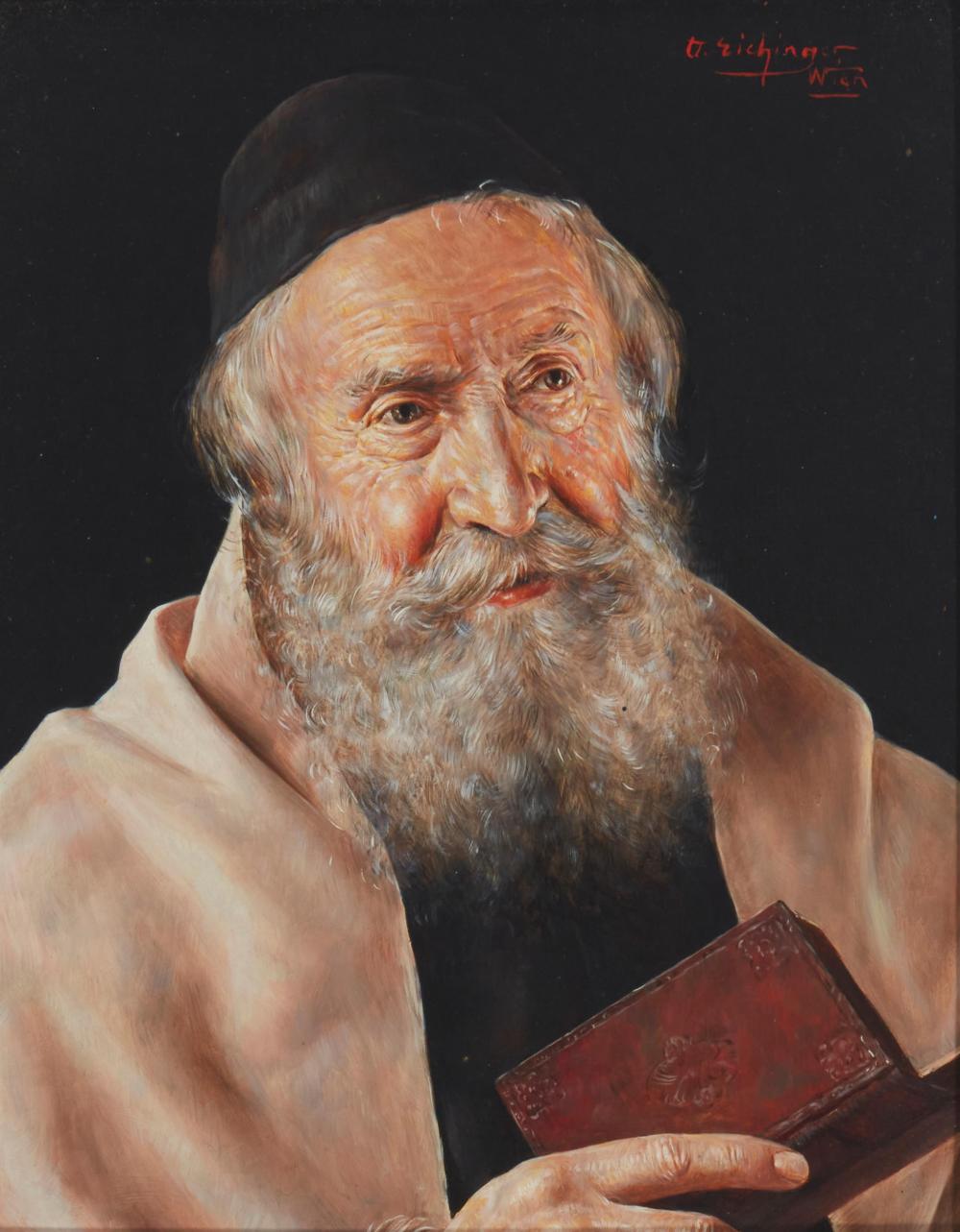 Appraisal: Otto Eichinger - Austrian Portrait of a Rabbi Oil on