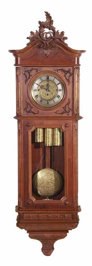 Appraisal: Fine Baroque style carved walnut Grand Sonnerie Vienna regulator circa